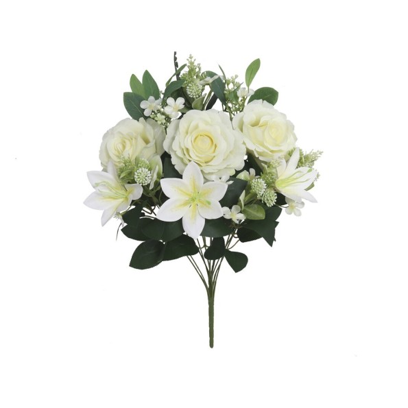 RAMO ROSAS-LILIUM X 12 54CM (BLANCO)