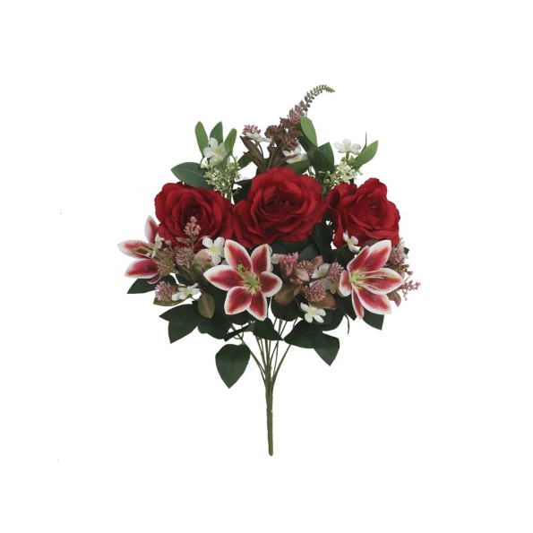 RAMO ROSAS-LILIUM X 12 54CM (ROJO)