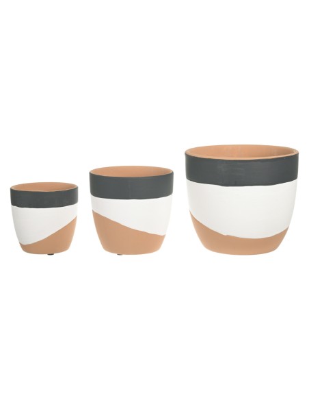 SET 3 MACETAS TRICOLOR 17x17x15cm / 13,5x13,5x12,5cm / 10,5x10,5x10cm