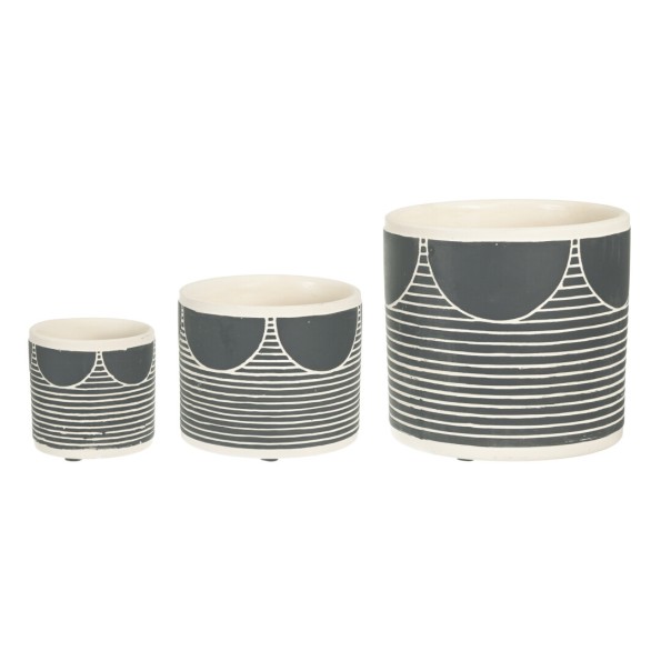 SET 3 MACETAS RAYADO d13,5x12,5cm / d10,5x8,5cm / d7x6,5cm