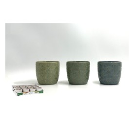 MACETA RELIEVE COLORES SURTIDOS 12x12x11cm