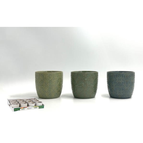 MACETA RELIEVE COLORES SURTIDOS 12x12x11cm (6395)