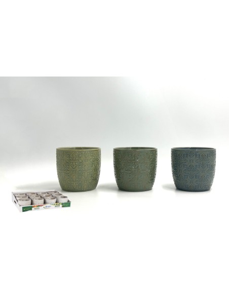 MACETA RELIEVE COLORES SURTIDOS 12x12x11cm (6395)