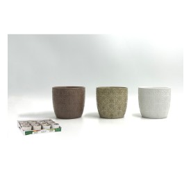 MACETA RELIEVE COLORES SURTIDOS 12x12x11cm