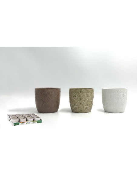 MACETA RELIEVE COLORES SURTIDOS 12x12x11cm (6401)