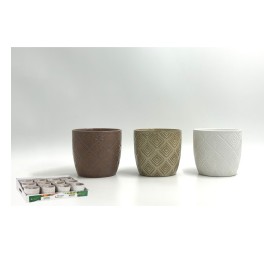 MACETA RELIEVE COLORES SURTIDOS 12x12x11cm