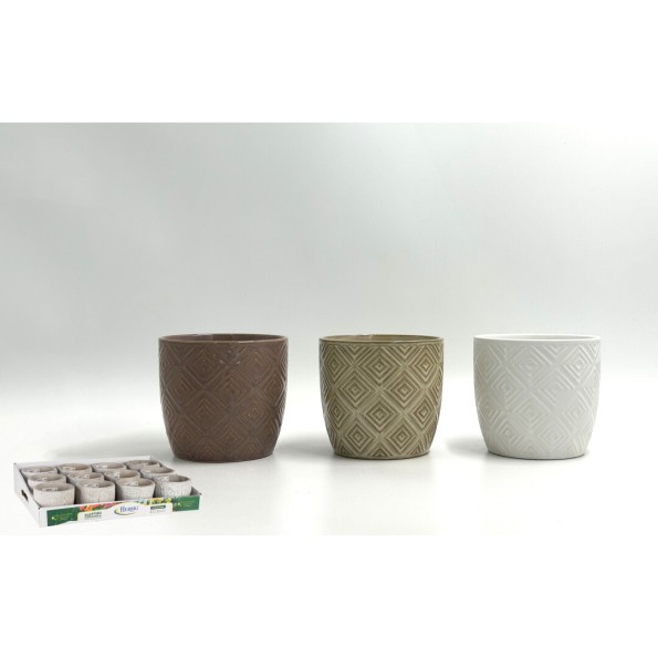 MACETA RELIEVE COLORES SURTIDOS 12x12x11cm (6432)