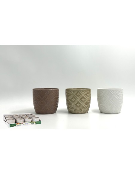 MACETA RELIEVE COLORES SURTIDOS 12x12x11cm (6432)