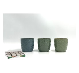 MACETA RELIEVE COLORES SURTIDOS 12x12x11cm