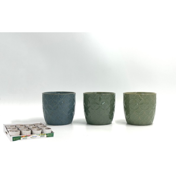 MACETA RELIEVE COLORES SURTIDOS 12x12x11cm (6456)