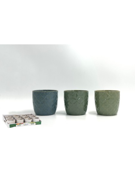 MACETA RELIEVE COLORES SURTIDOS 12x12x11cm (6456)