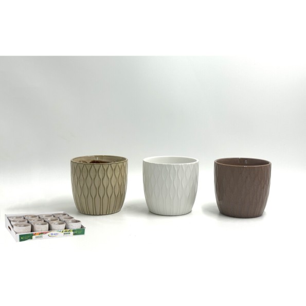 MACETA RELIEVE COLORES SURTIDOS 12x12x11cm (6678)