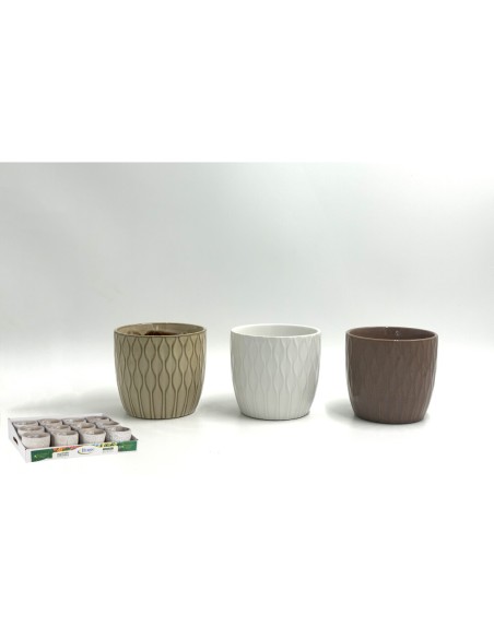 MACETA RELIEVE COLORES SURTIDOS 12x12x11cm (6678)