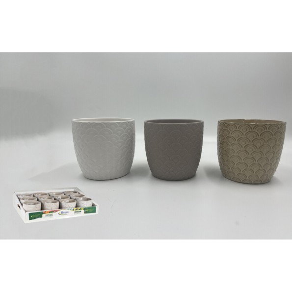 MACETA RELIEVE COLORES SURTIDOS 12x12x11cm (6715)