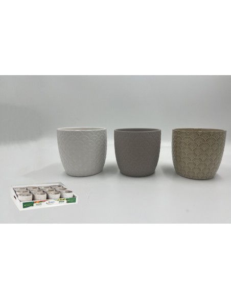 MACETA RELIEVE COLORES SURTIDOS 12x12x11cm (6715)
