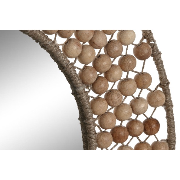 ESPEJO MADERA CRISTAL 41X2X41 BOLITAS NATURAL