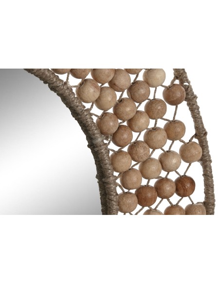 ESPEJO MADERA CRISTAL 41X2X41 BOLITAS NATURAL