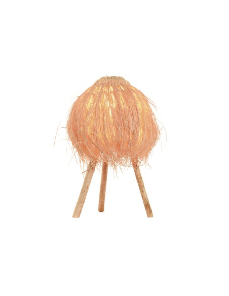 LAMPARA SOBREMESA RATAN 45X45X53 HECHA A MANO