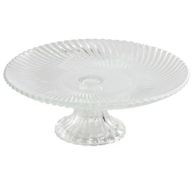 PLATO CRISTAL 20,5X20,5X7,5 RAYADO TRANSPARENTE