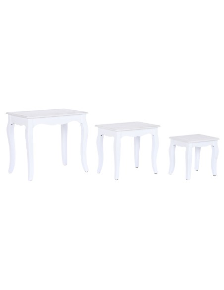 MESITA AUXILIAR SET 3 MDF MADERA 53X35X47 BLANCO