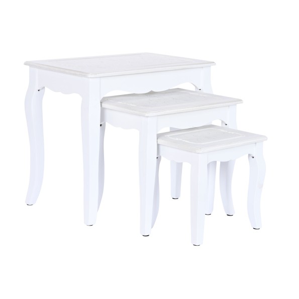 MESITA AUXILIAR SET 3 MDF MADERA 53X35X47 BLANCO