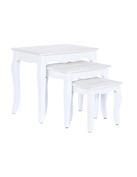 MESITA AUXILIAR SET 3 MDF MADERA 53X35X47 BLANCO