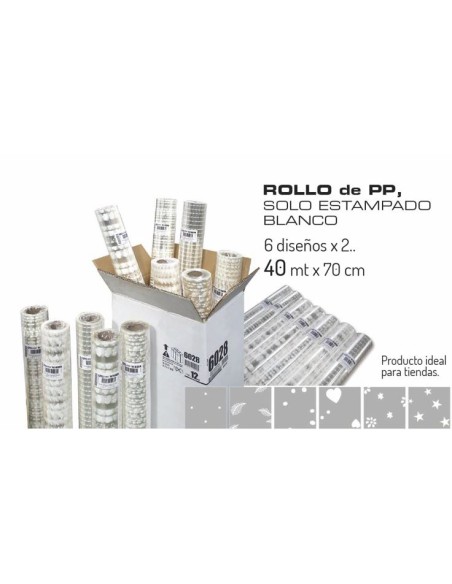 ROLLO P.P. TRANSPARENTE ESTAMPADO BLANCO 70X40CM