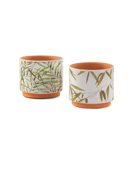 MACETERO CEMENTO HOJAS VERDES 2 Surt D.9H8