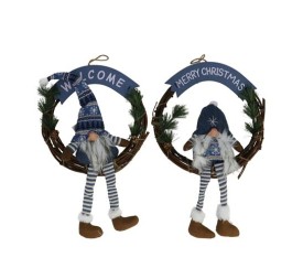 CORONA RAMAS GNOMO AZUL 43CM 2 SURTIDOS