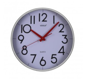 RELOJ PARED BLANCO CROMADO PLASTICO  30CM