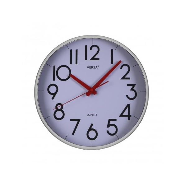 RELOJ PARED BLANCO CROMADO PLASTICO  30CM