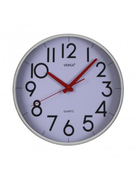 RELOJ PARED BLANCO CROMADO PLASTICO  30CM