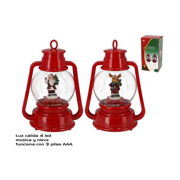 FAROL 4LED C/MÚSICA Y NIEVE 21CM 2STD