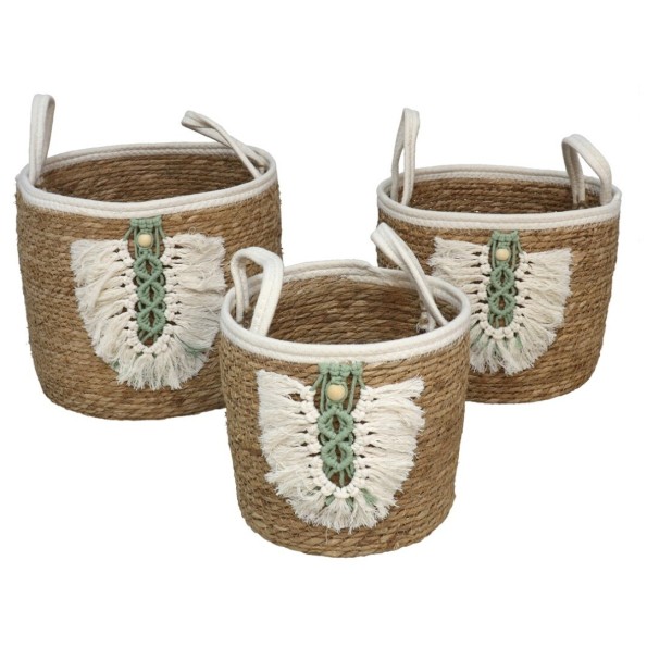 SET 3 CESTAS CON ASAS NAVAJO 32X28CM