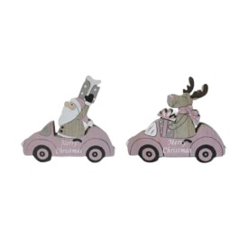 COCHE ROSA XMAS C/FIGURA 2SURT 15X13 CM