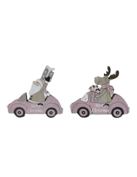 COCHE ROSA XMAS C/FIGURA 2SURT 15X13 CM