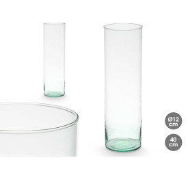 JARRON VIDRIO RECICLADO CILINDRO 12X40CM