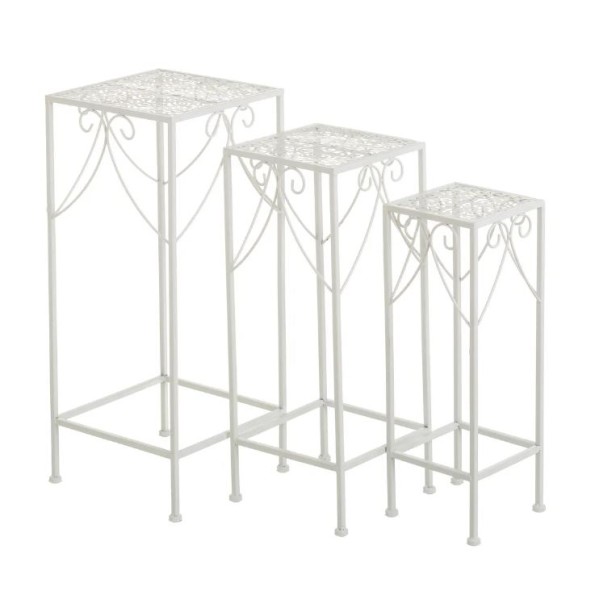 S/3 MESA REFINED METAL BLANCO 28 X 28 X 65 CM