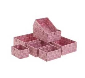 S/7 CESTA PP ROSA-BLANCO 25 X 19 X 8,50 CM