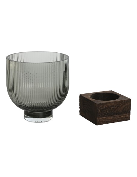 JARRON CRISTAL MADERA 16X16X20 GRIS