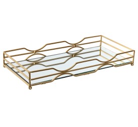 BANDEJA METAL ESPEJO 38X18X5 MATE DORADO