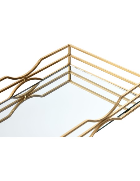 BANDEJA METAL ESPEJO 38X18X5 MATE DORADO