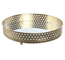 BANDEJA METAL CRISTAL 30,5X30,5X6 DORADO
