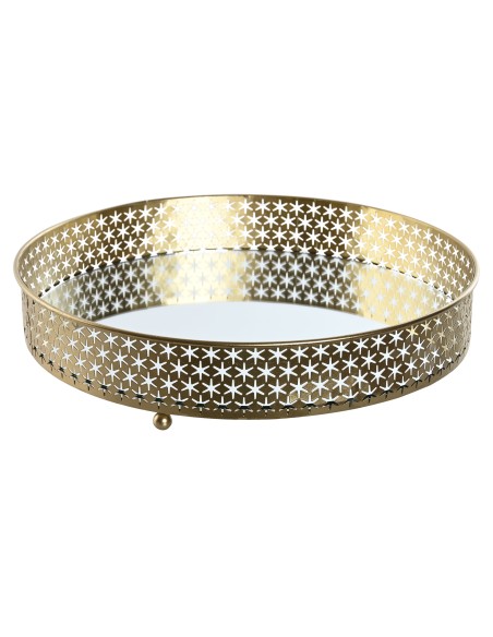 BANDEJA METAL CRISTAL 30,5X30,5X6 DORADO