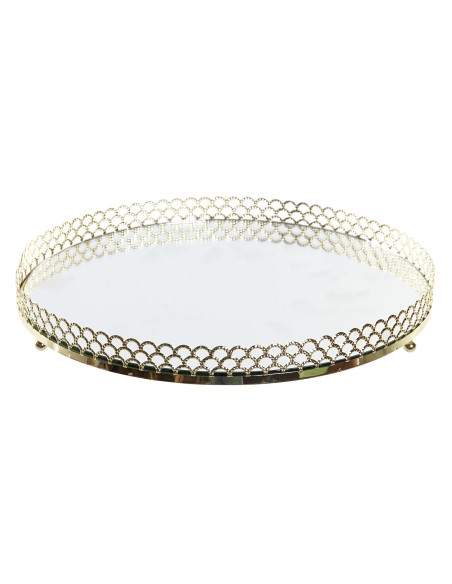 BANDEJA DECORACION METAL ESPEJO 25X25X3 DORADO