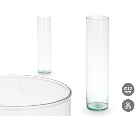 JARRON VIDRIO RECICLADO CILINDRO 12X50CM