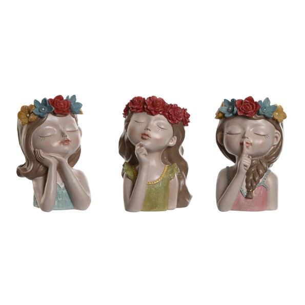 MACETERO FIGURA  RESINA 18X15X26 CHICAS 3 SURT.