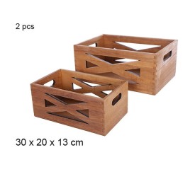JUEGO 2 CAJAS MADERA CAOBA 30X20X13CM