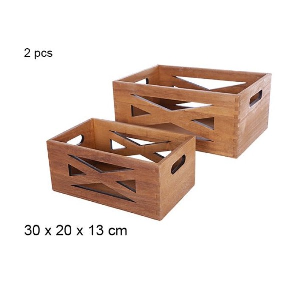 JUEGO 2 CAJAS MADERA CAOBA 30X20X13CM