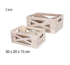 JUEGO 2 CAJAS MADERA NATURAL 30X20X13CM